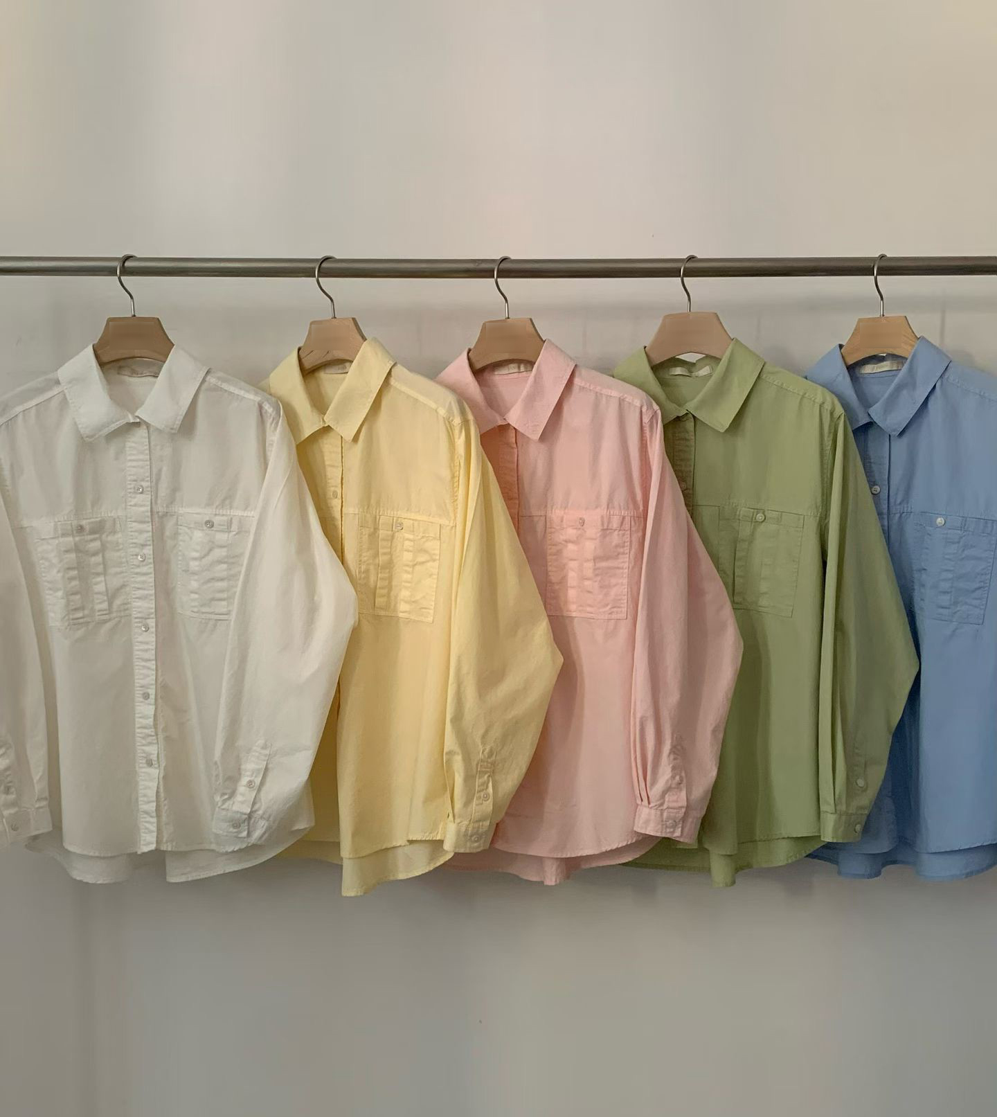 B64.人氣甜美糖果色襯衫