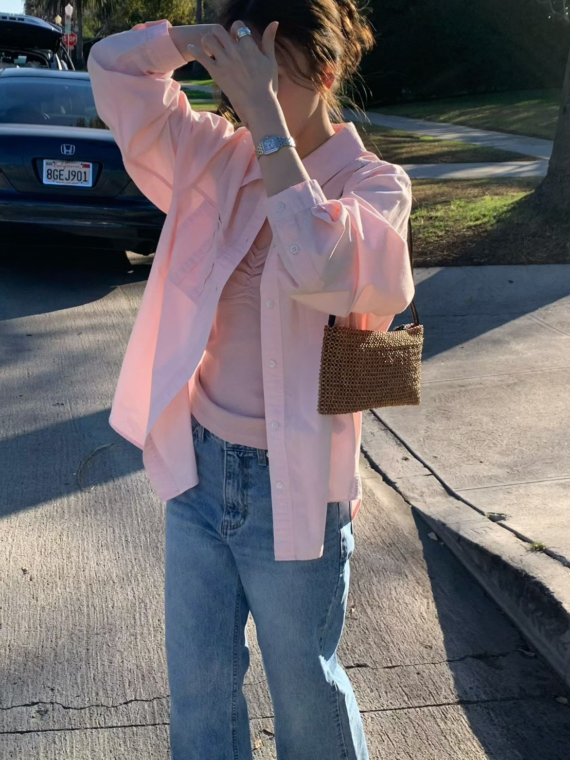 B64.人氣甜美糖果色襯衫