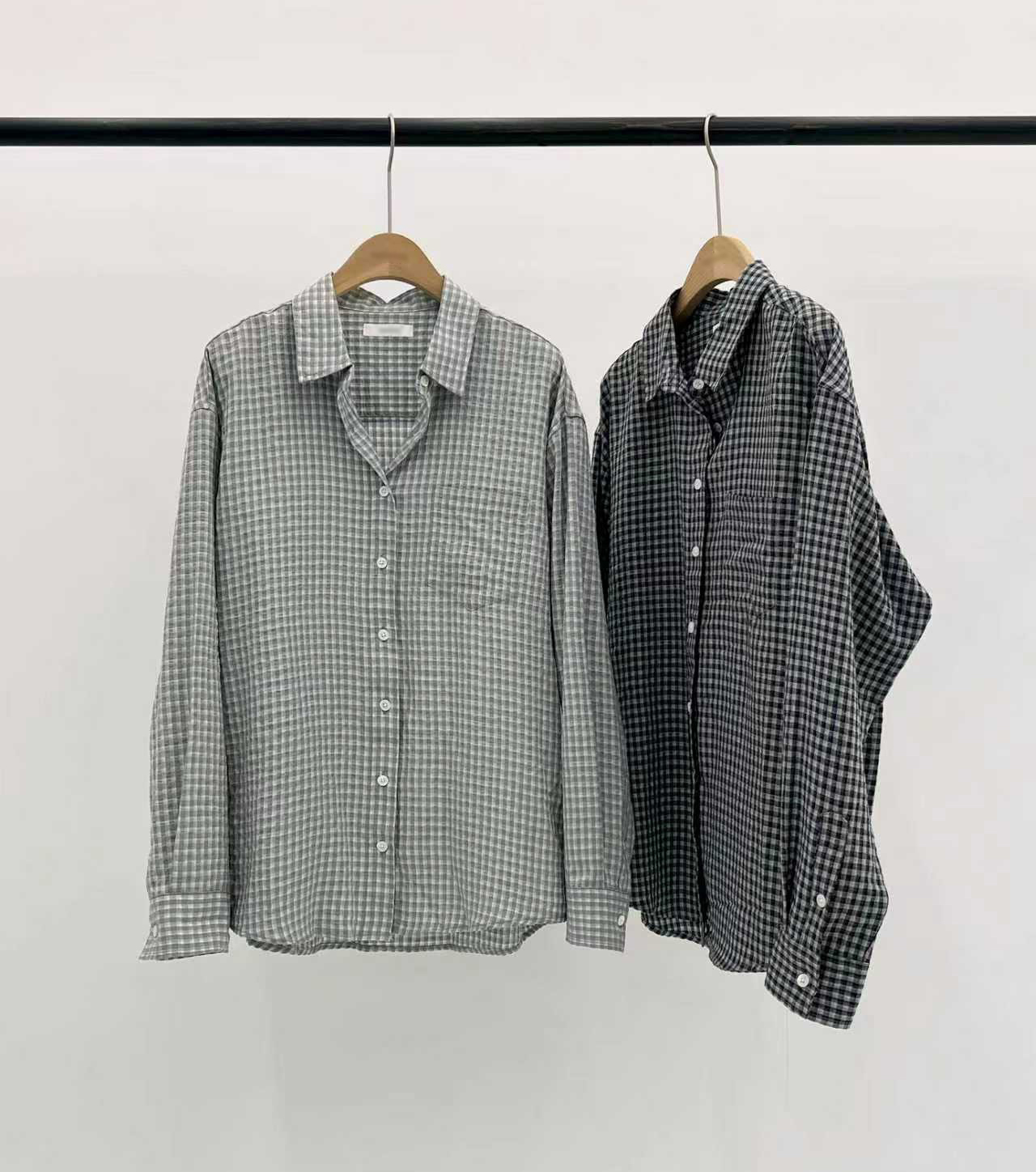 B02.大V家韓妞必備小格紋襯衫