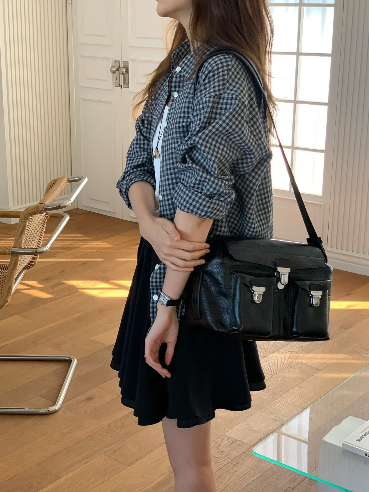 B02.大V家韓妞必備小格紋襯衫