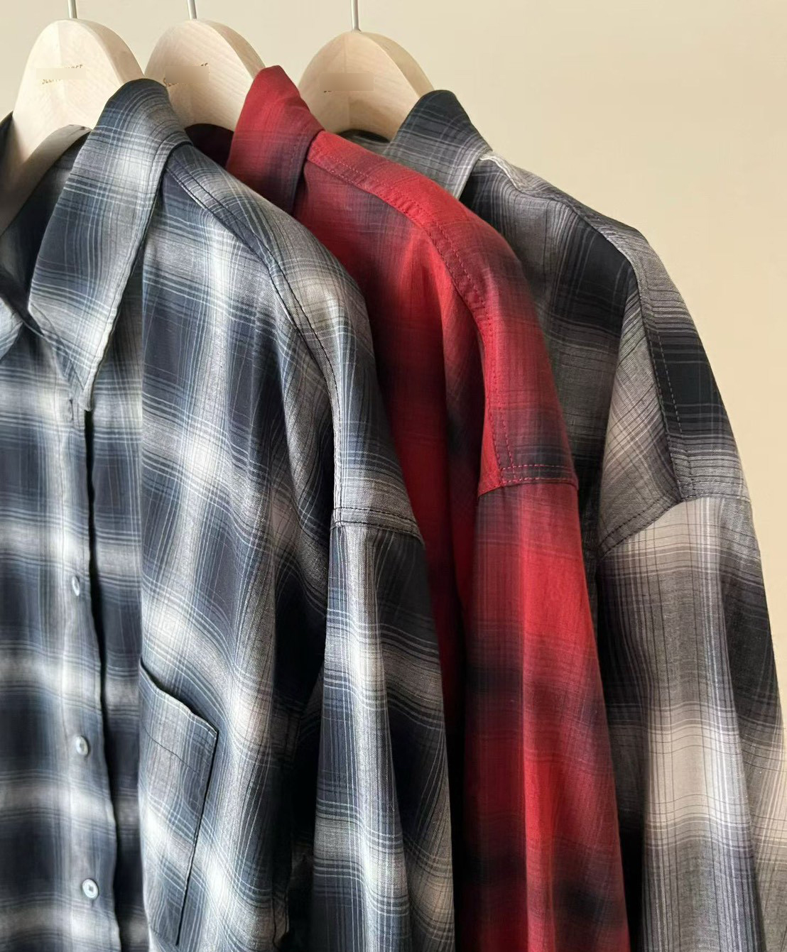 JP家暈染大格紋襯衫