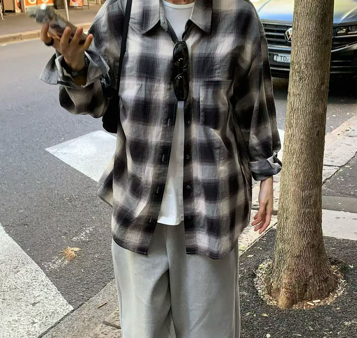 JP家暈染大格紋襯衫