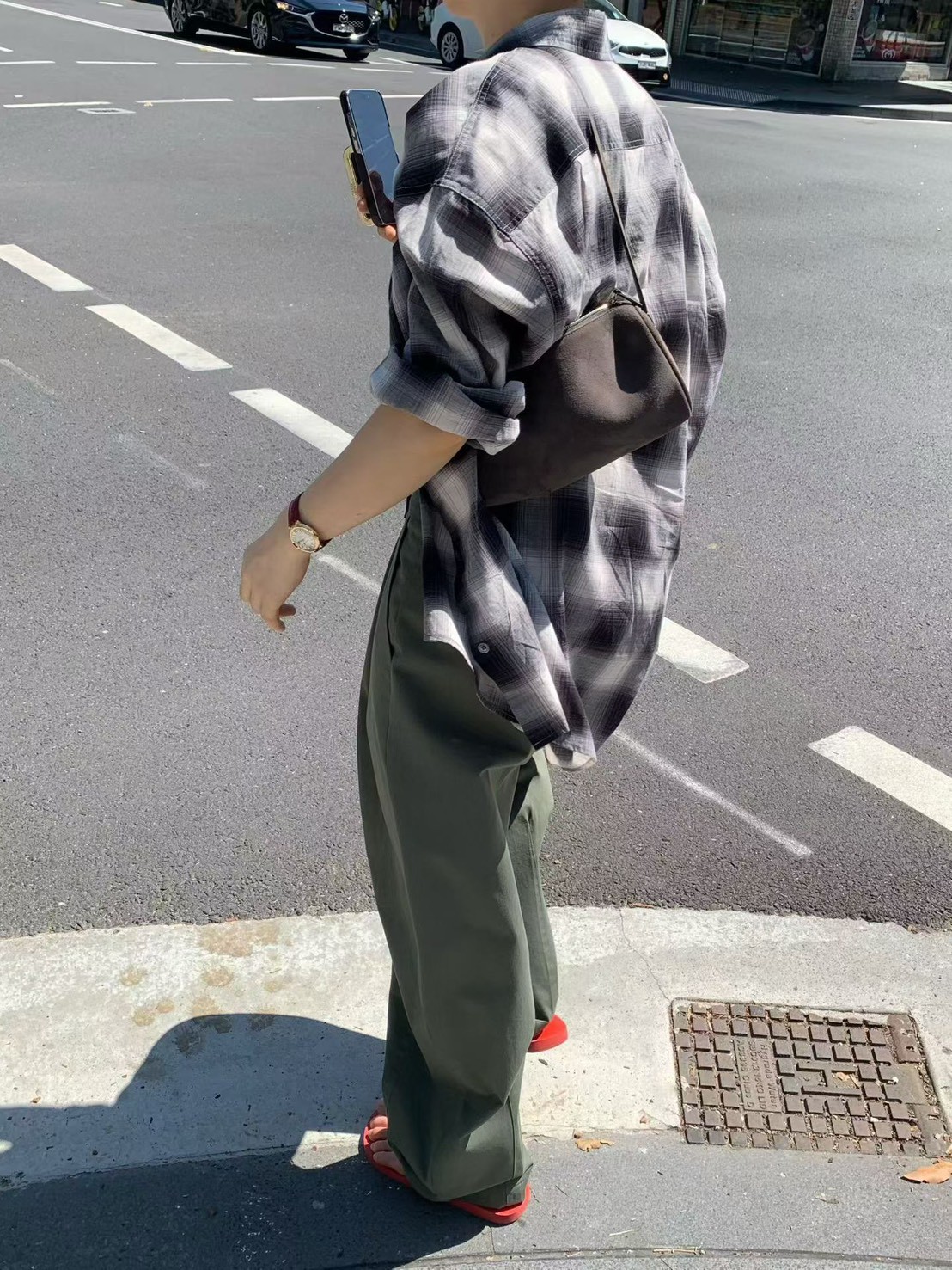 JP家暈染大格紋襯衫