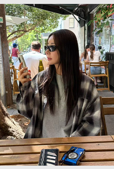 JP家暈染大格紋襯衫