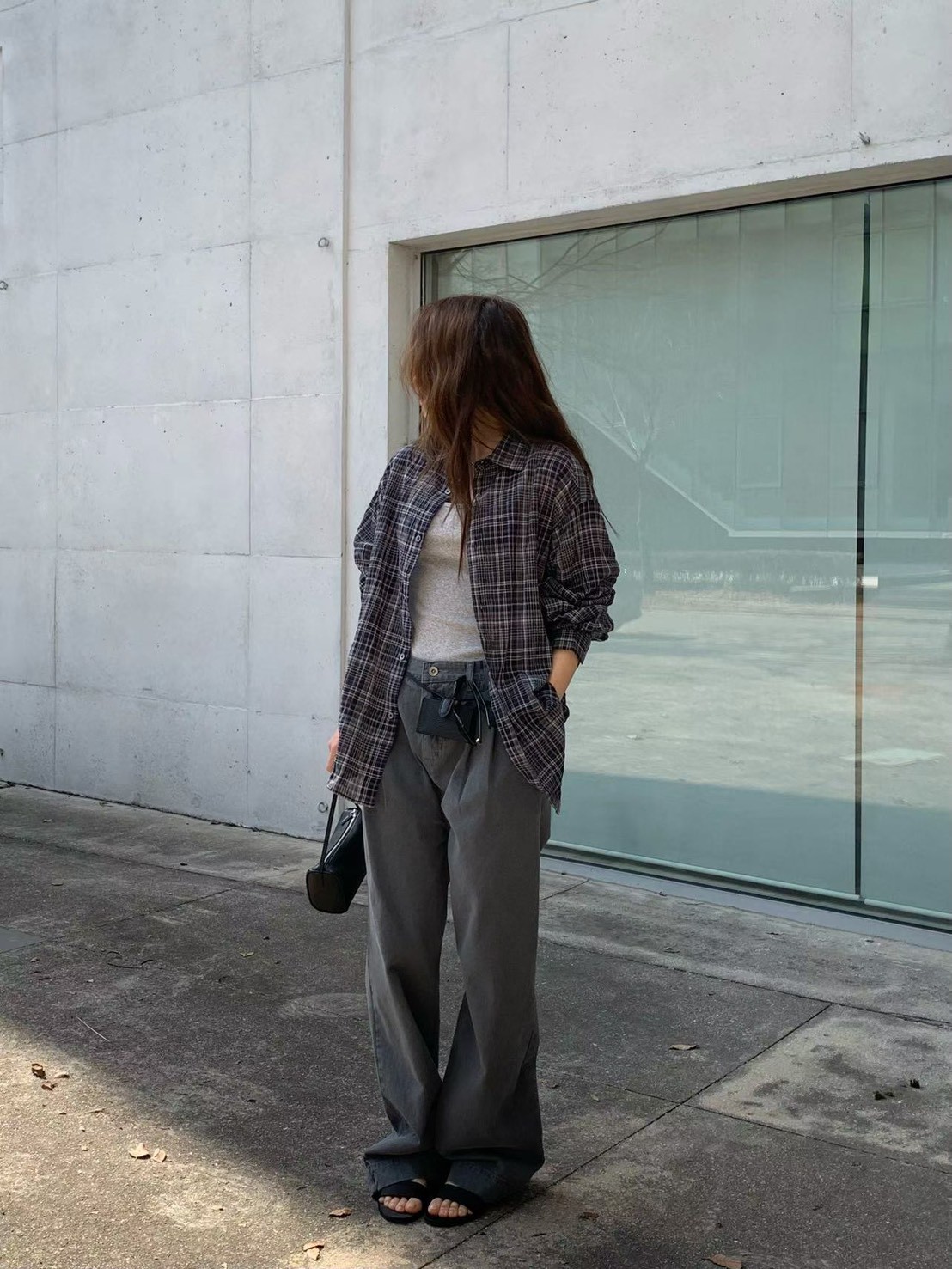 A15.纖瘦家復古格紋襯衫