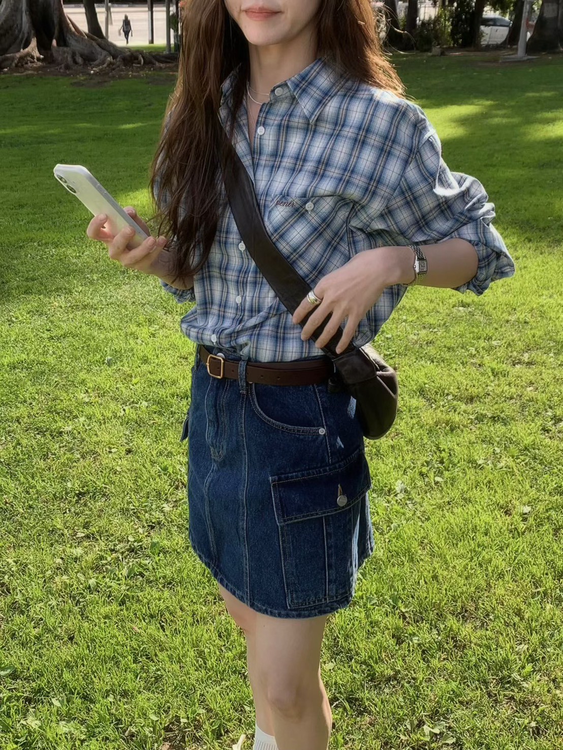 A60.粉彩女孩格紋襯衫