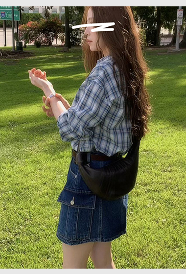 A60.粉彩女孩格紋襯衫