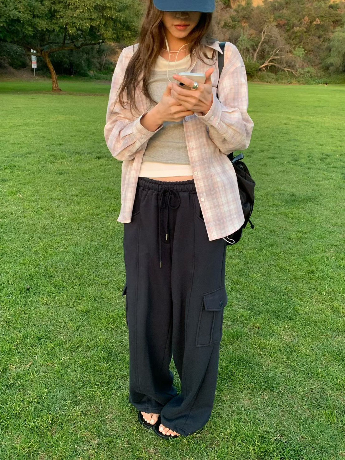 A60.粉彩女孩格紋襯衫