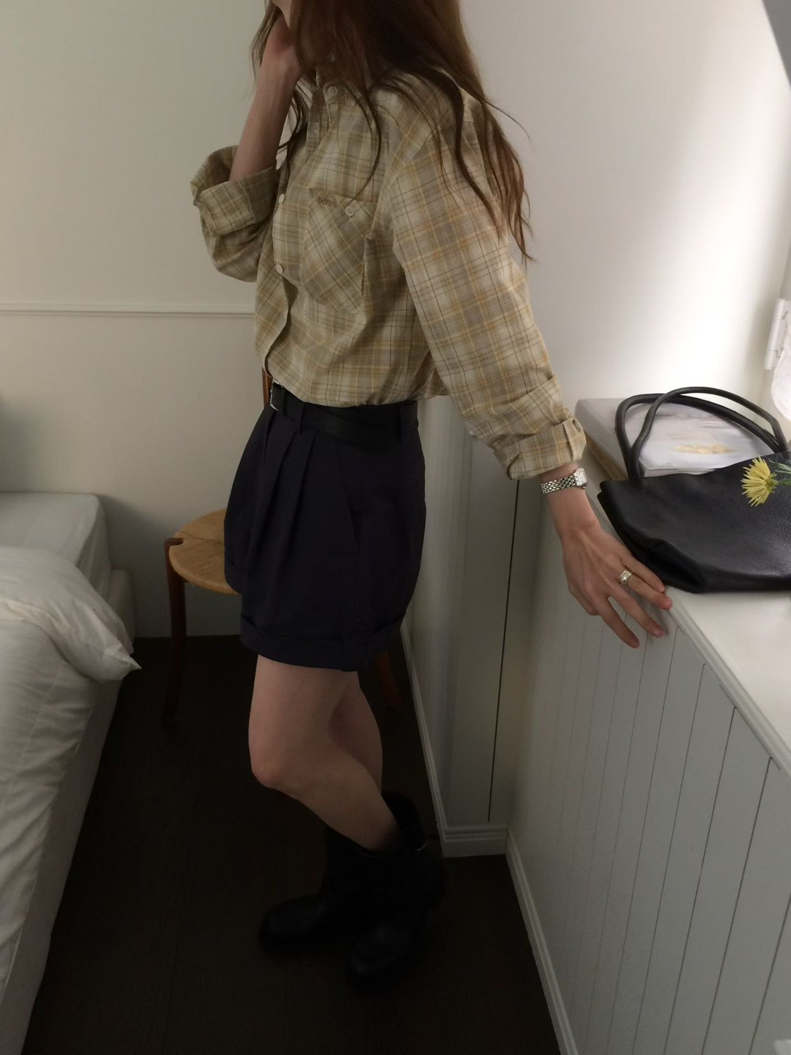 A60.粉彩女孩格紋襯衫