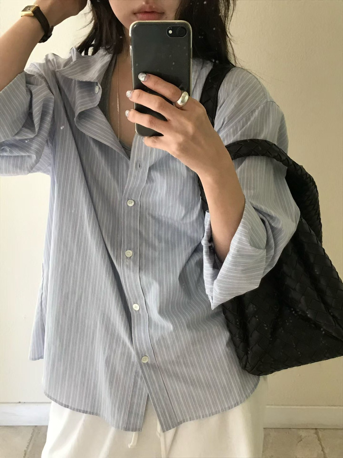 A95.小V家粉彩直條紋襯衫