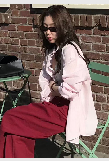 A95.小V家粉彩直條紋襯衫