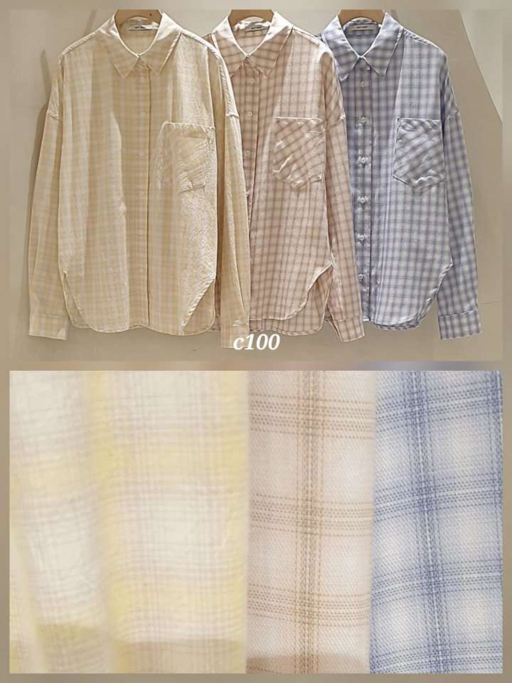 B68.小臉歐膩溫柔鬆餅格襯衫