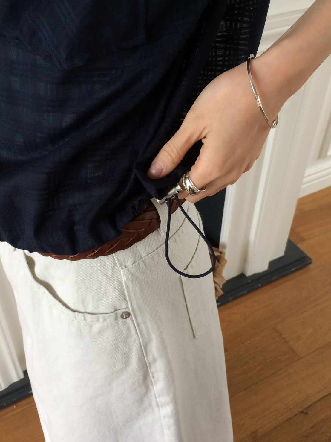 B37.甜甜鬆餅格微透襯衫