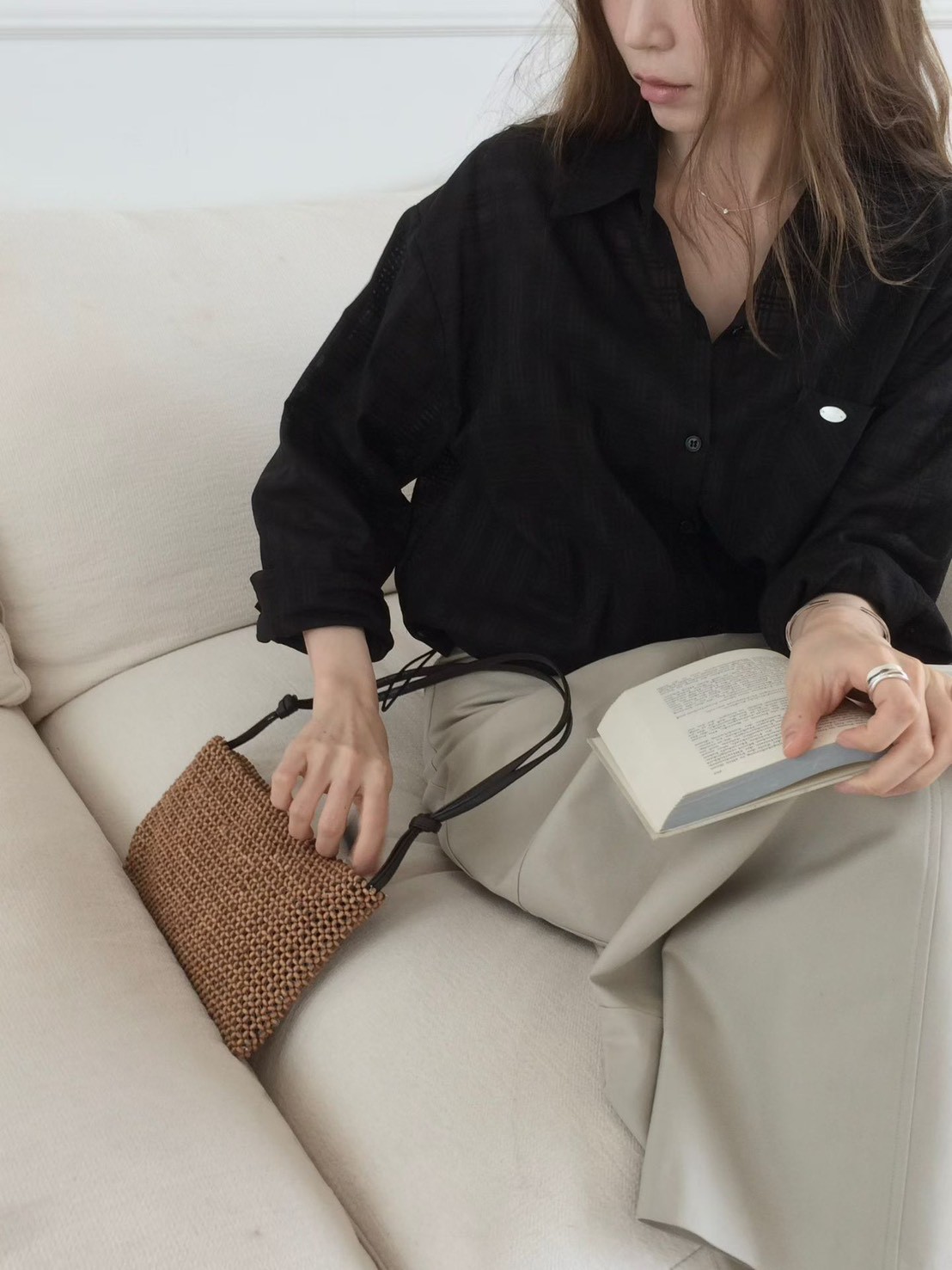 B37.甜甜鬆餅格微透襯衫