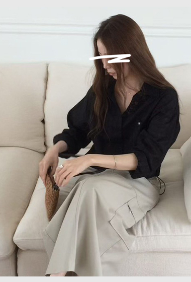 B37.甜甜鬆餅格微透襯衫