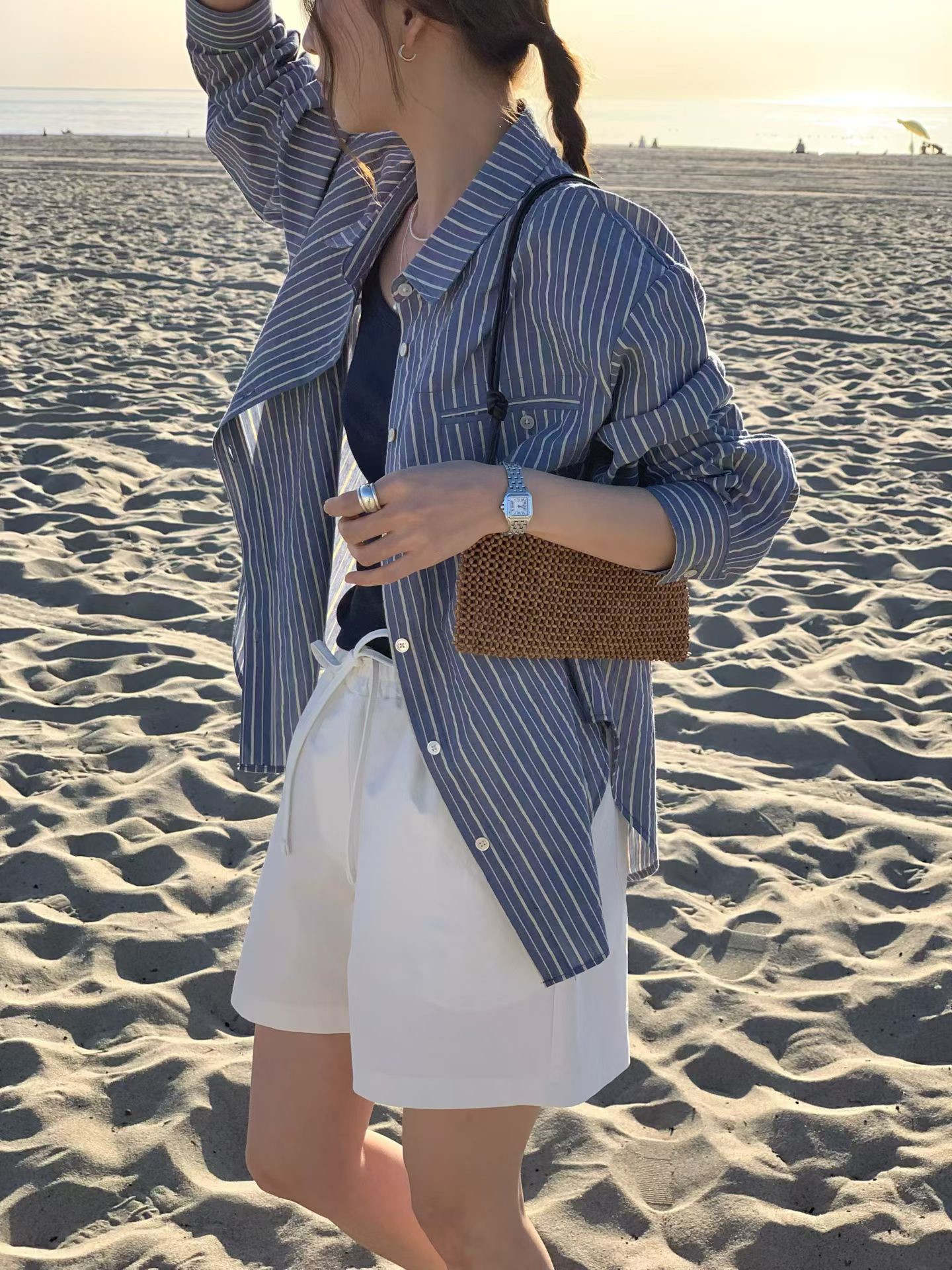 B27.氣質日本布直條紋襯衫