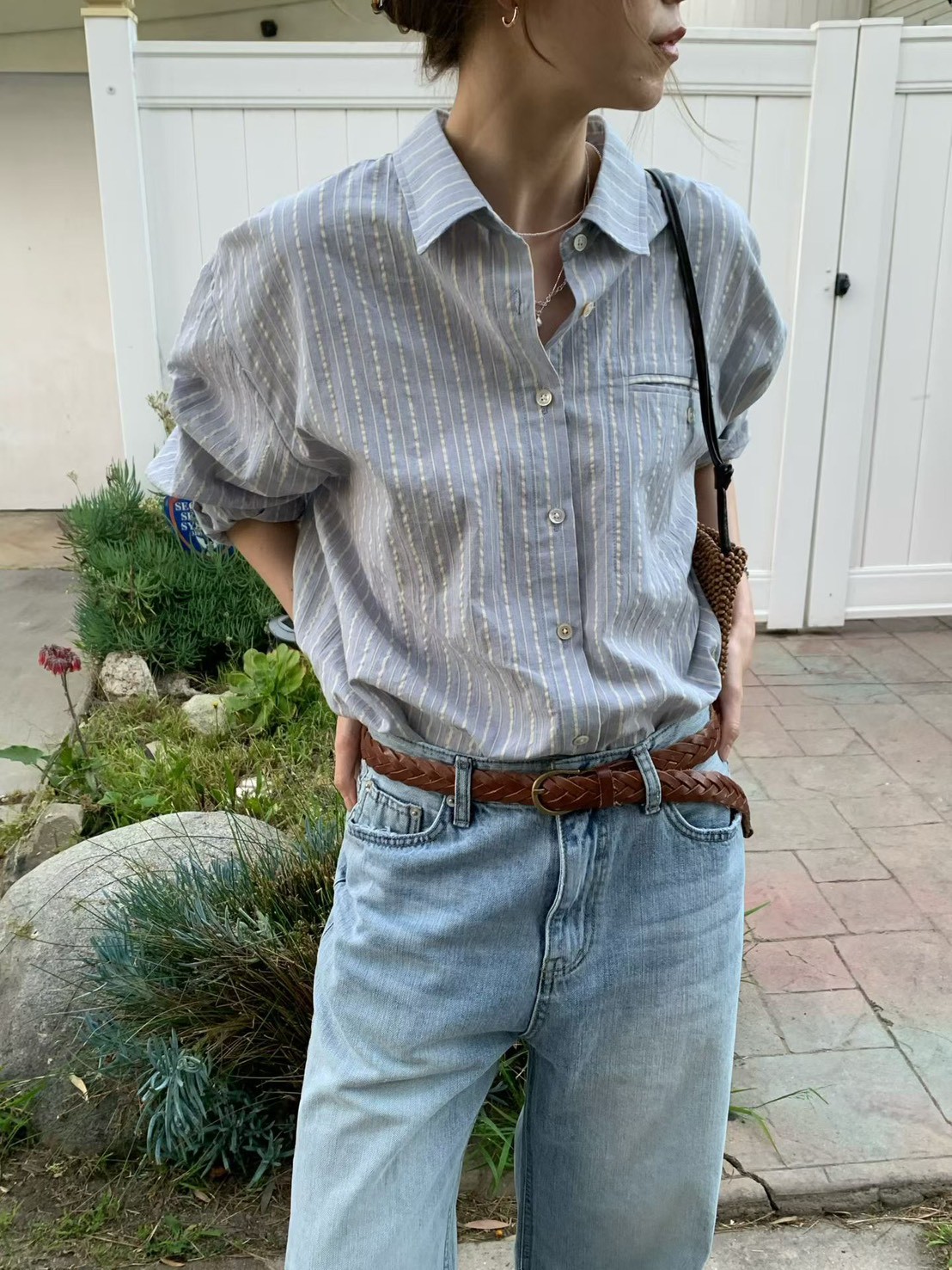 B27.氣質日本布直條紋襯衫