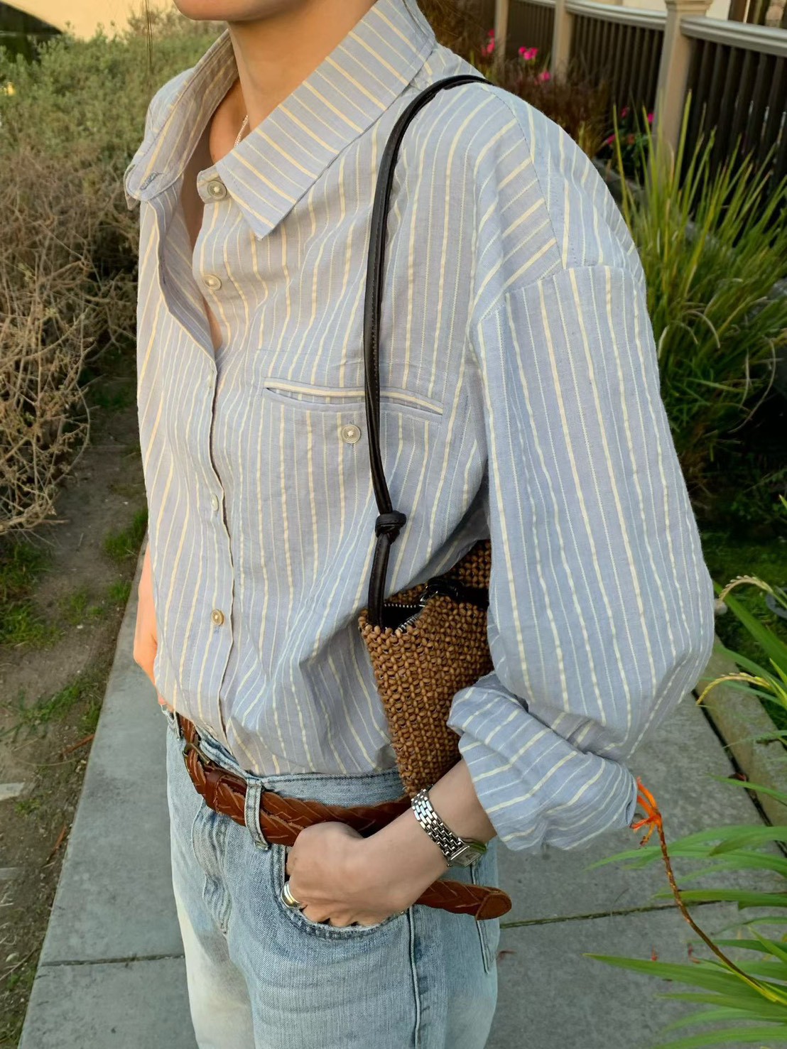 B27.氣質日本布直條紋襯衫