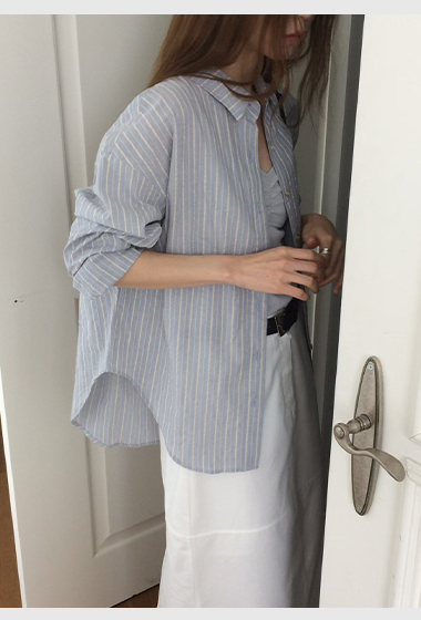 B27.氣質日本布直條紋襯衫