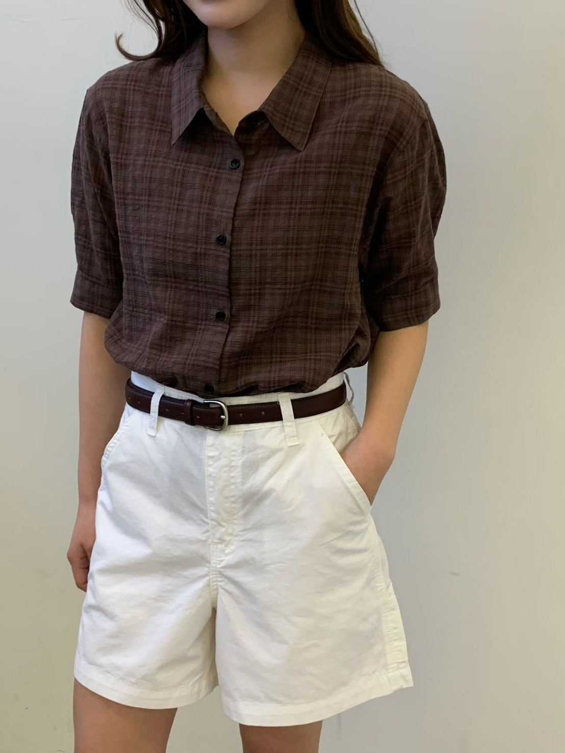 質感家復古單彩格子襯衫