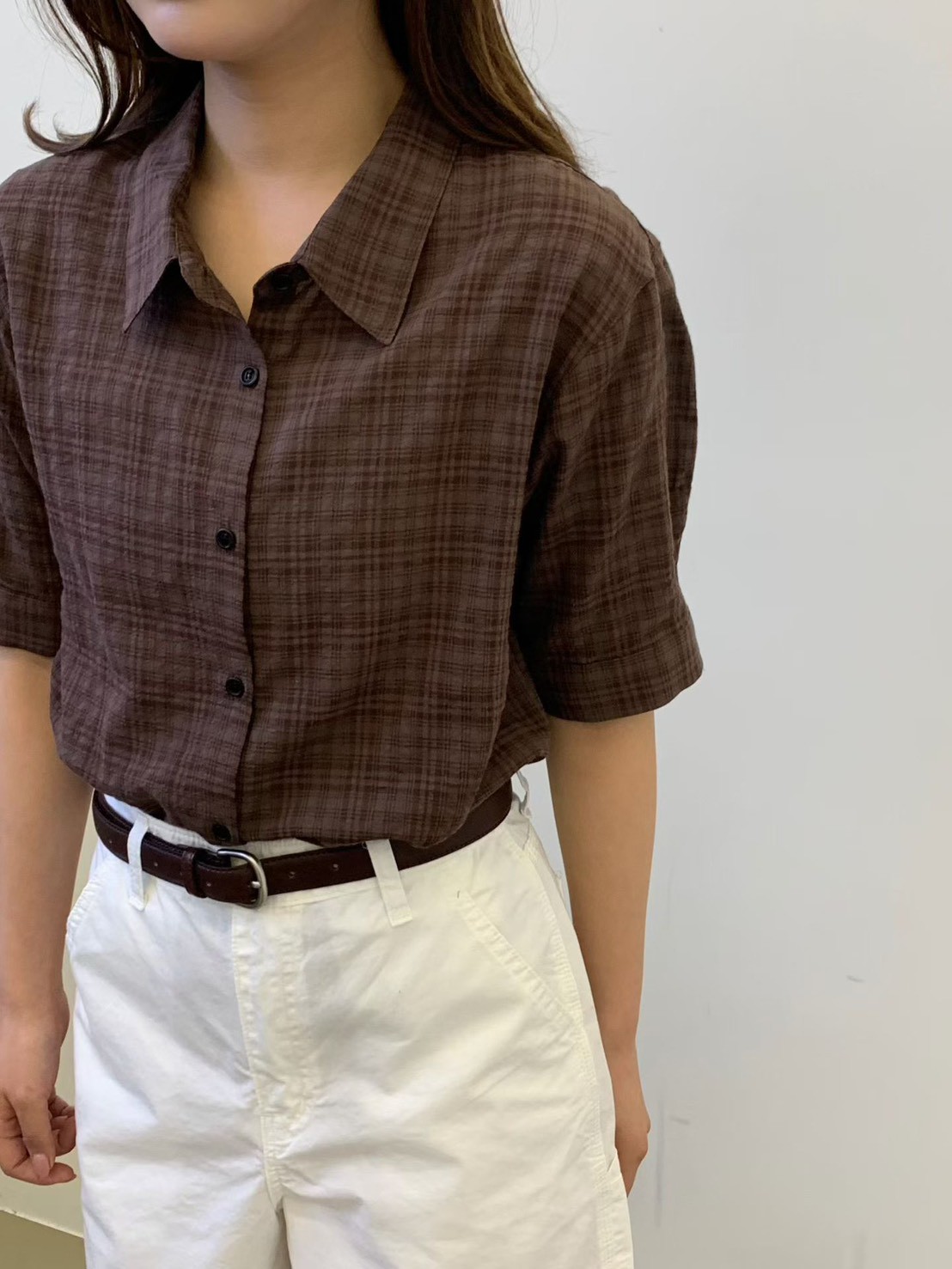 質感家復古單彩格子襯衫