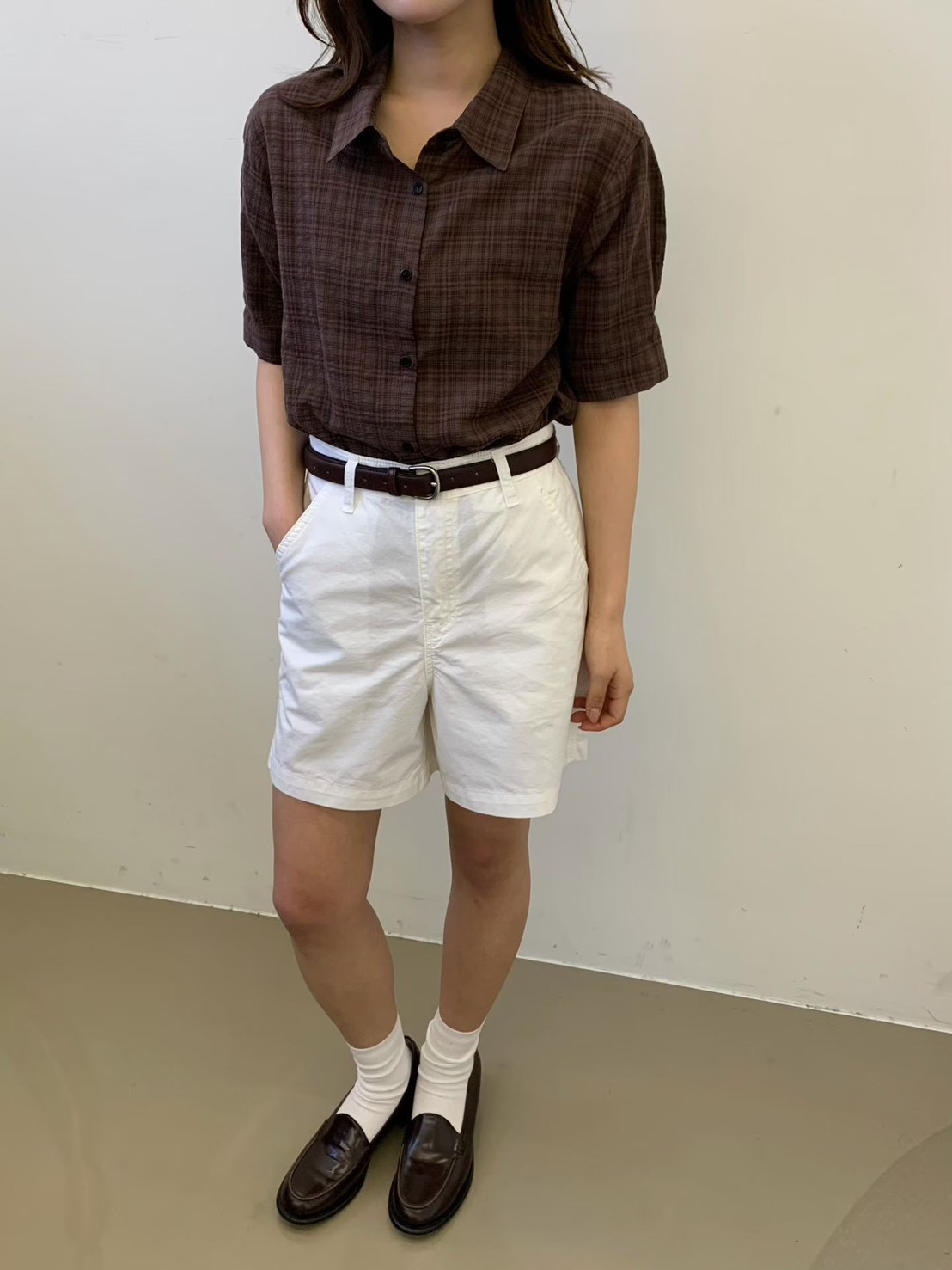 質感家復古單彩格子襯衫