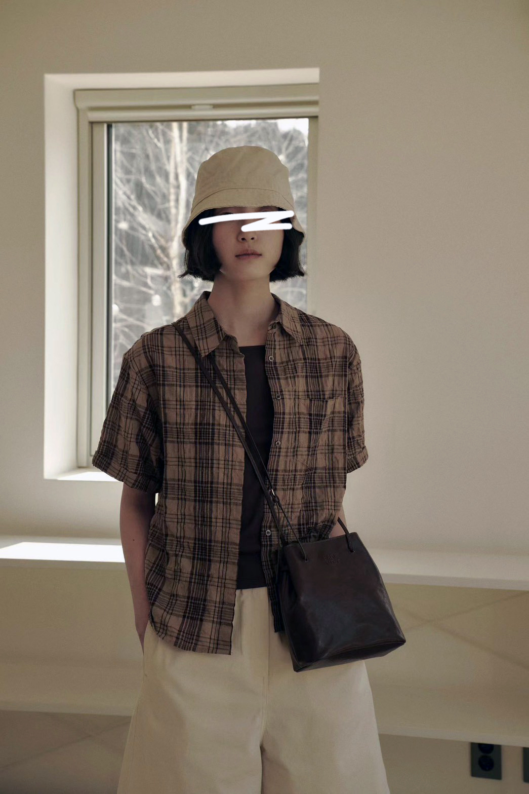 B51.G牌復古格子短袖襯衫