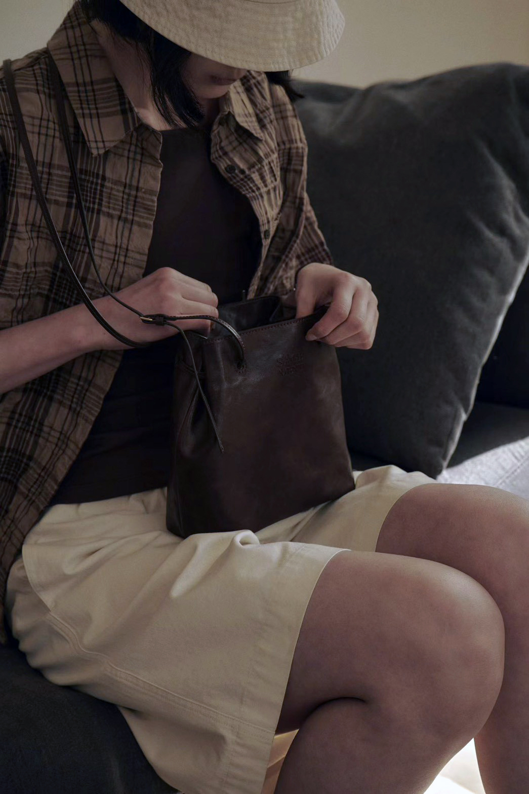 B51.G牌復古格子短袖襯衫