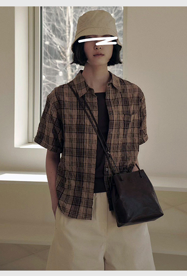 B51.G牌復古格子短袖襯衫