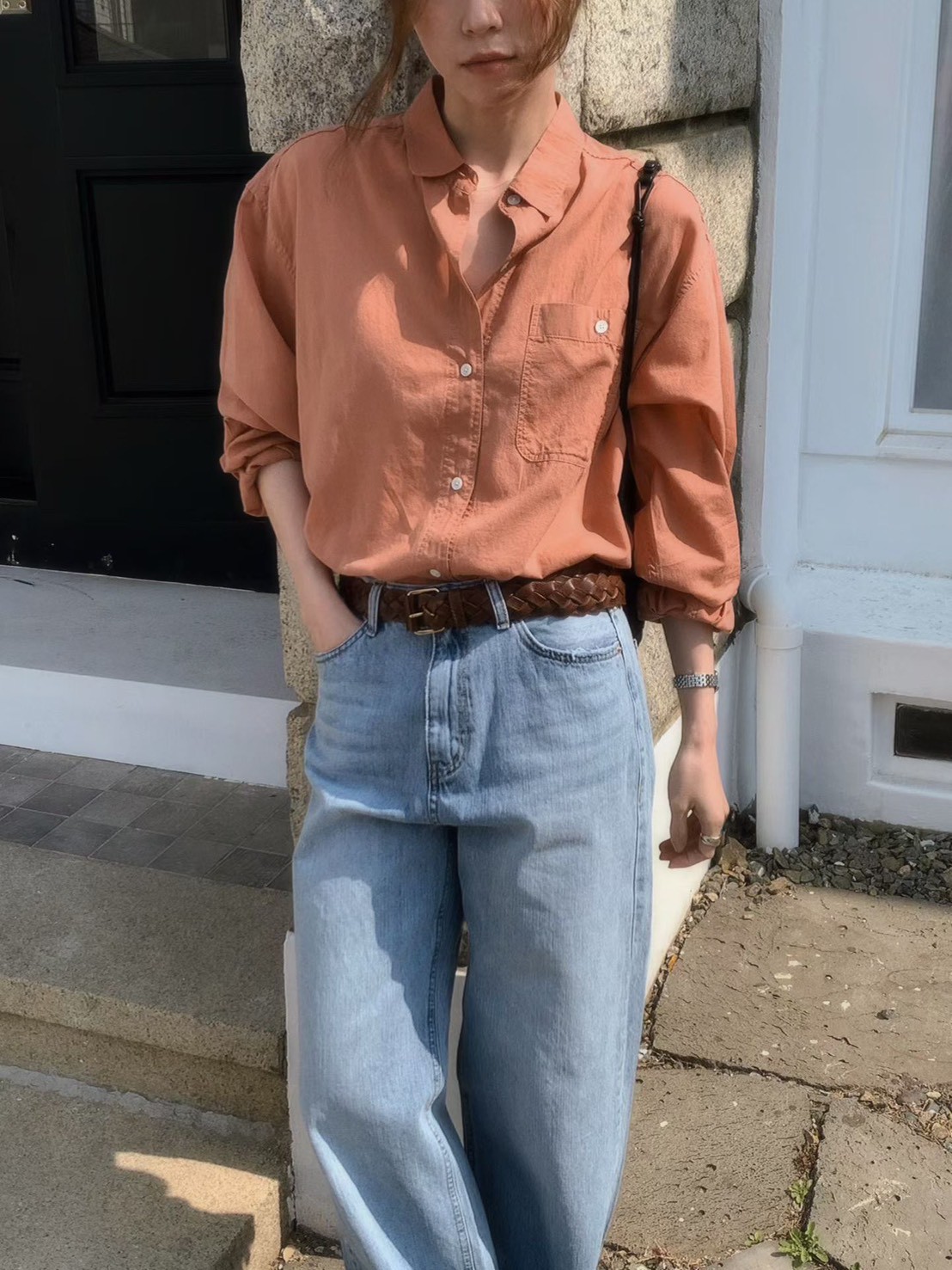 B28.粉彩多色口袋襯衫