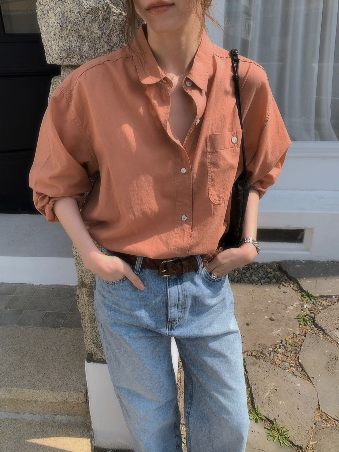 B28.粉彩多色口袋襯衫