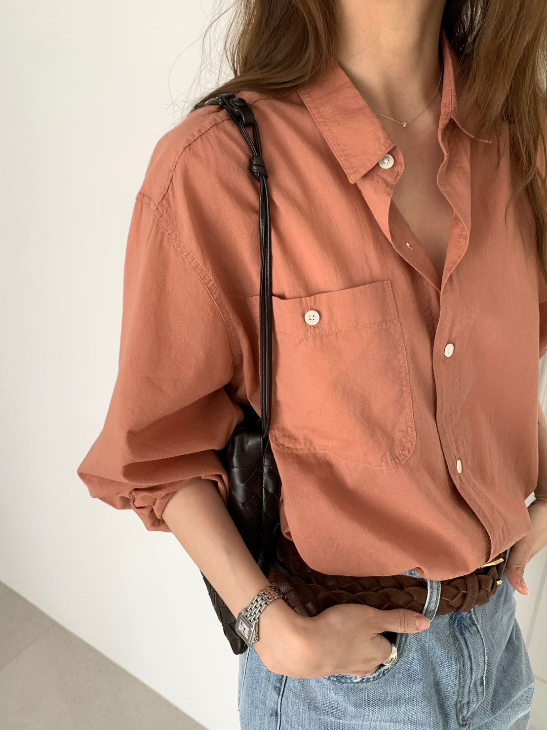 B28.粉彩多色口袋襯衫