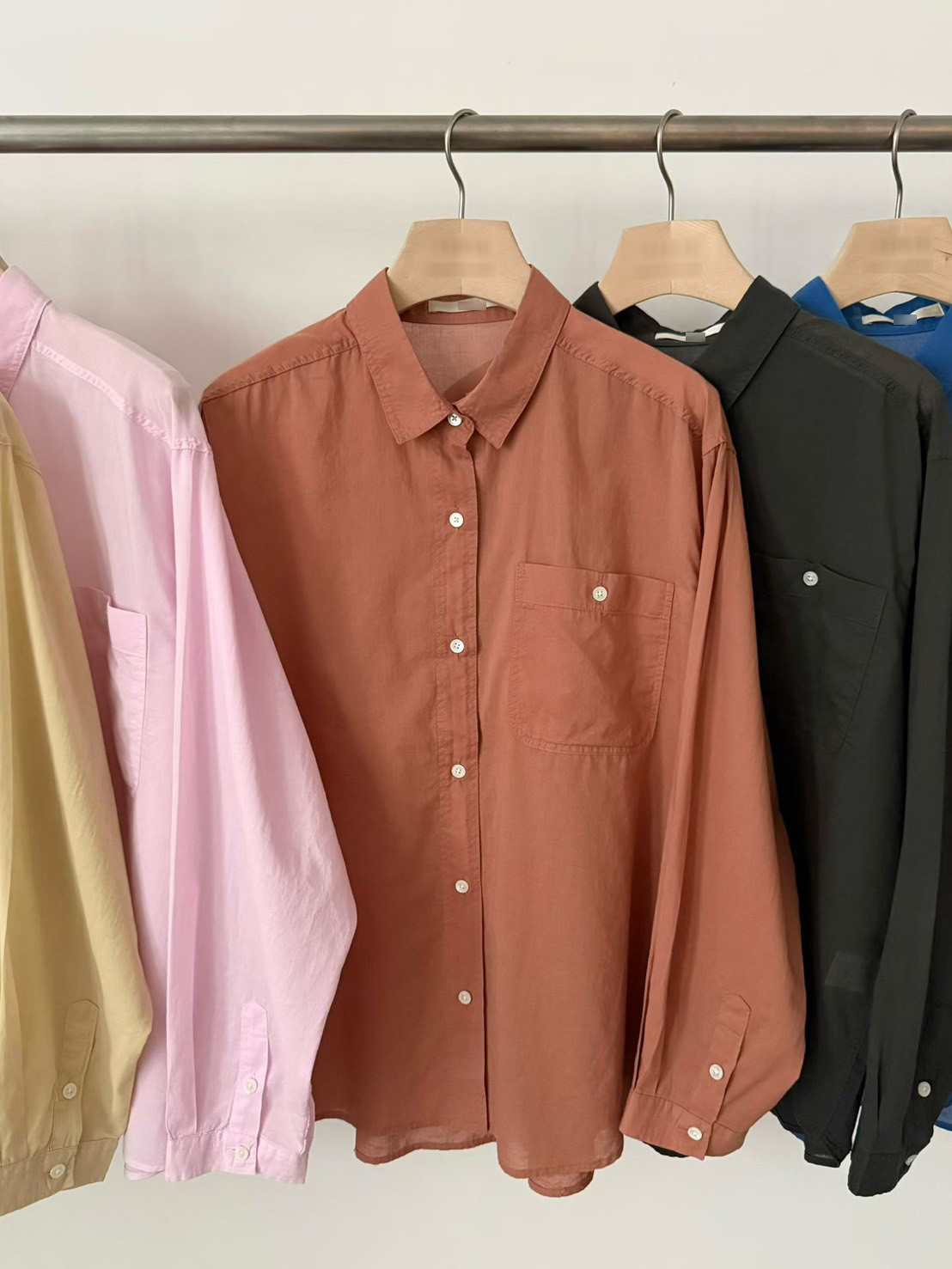 B28.粉彩多色口袋襯衫