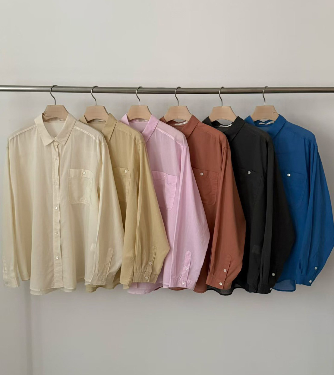 B28.粉彩多色口袋襯衫