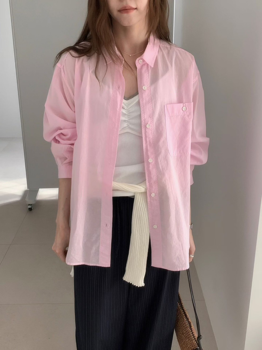 B28.粉彩多色口袋襯衫