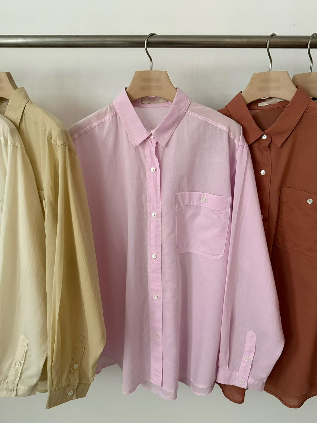 B28.粉彩多色口袋襯衫