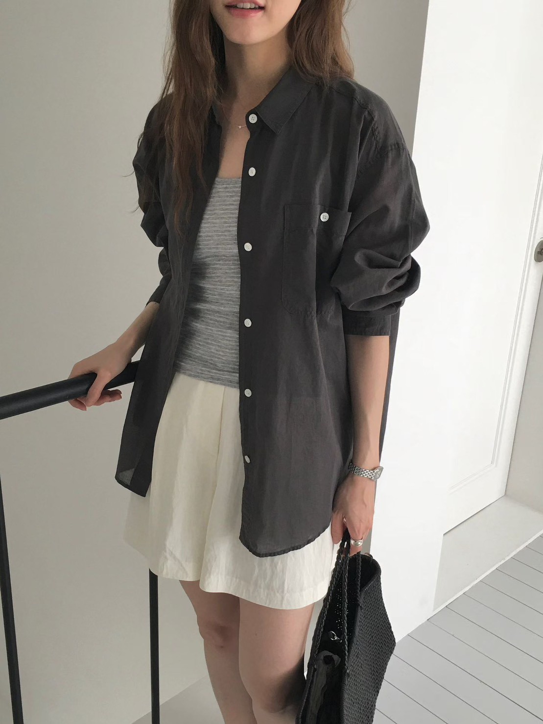 B28.粉彩多色口袋襯衫