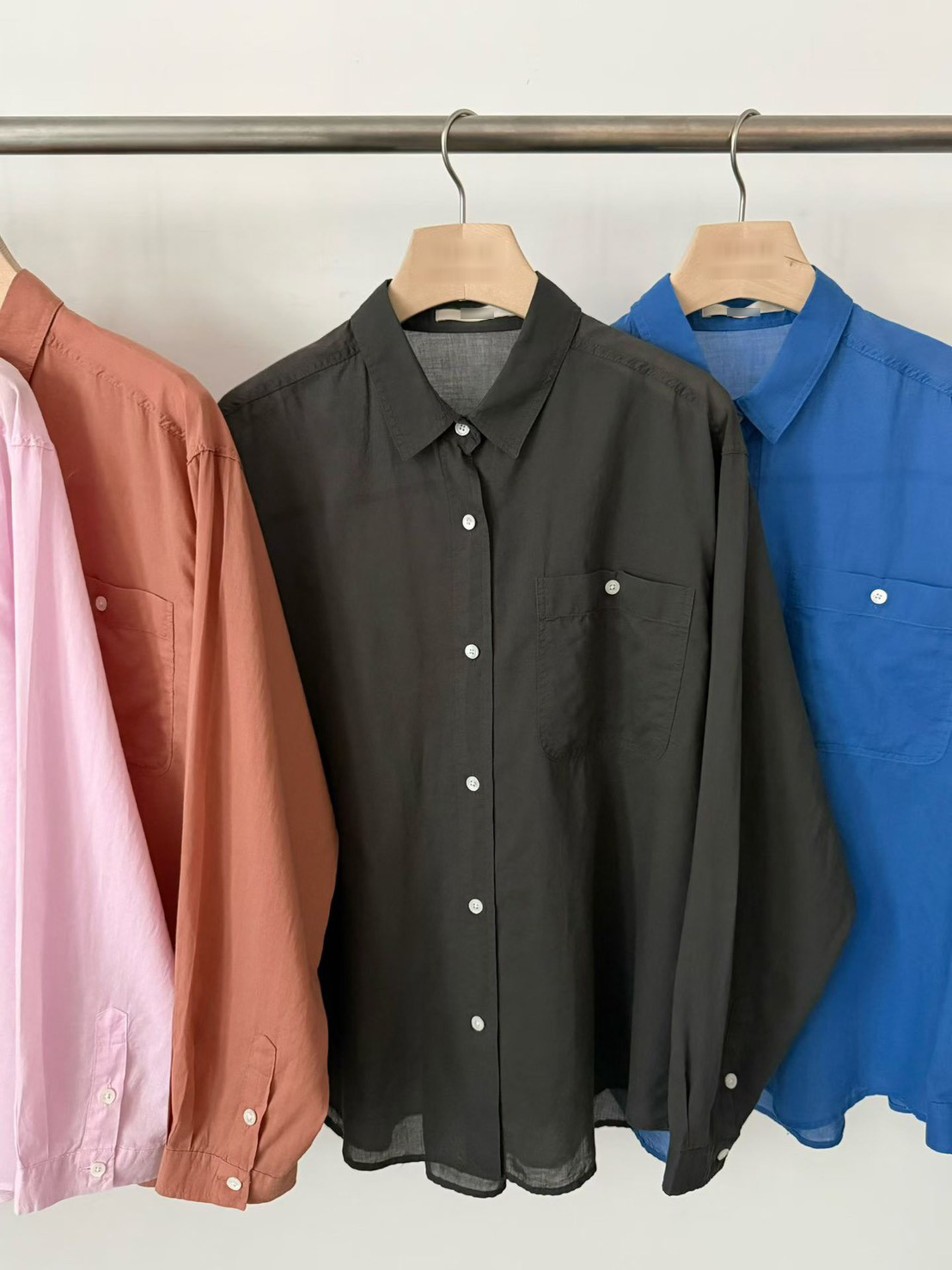 B28.粉彩多色口袋襯衫