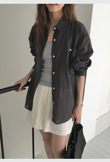 B28.粉彩多色口袋襯衫