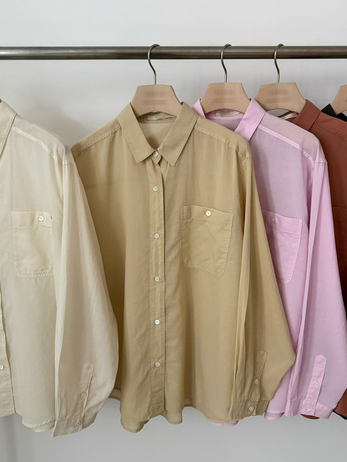 B28.粉彩多色口袋襯衫