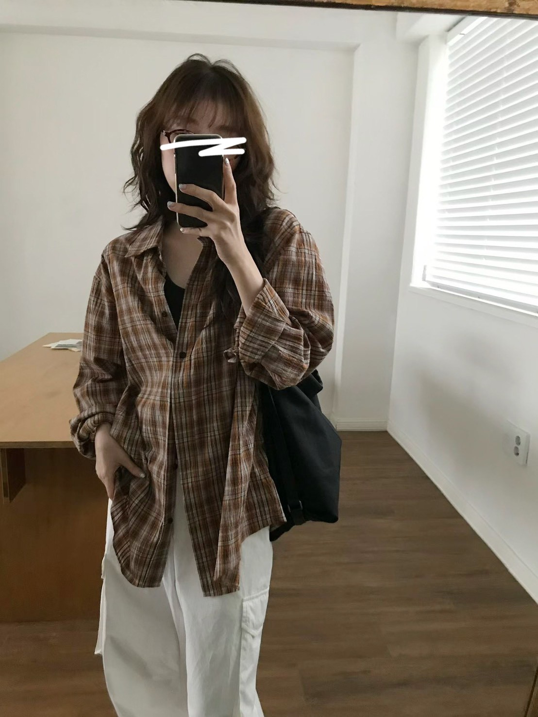 B60.小V家復古女孩格紋襯衫