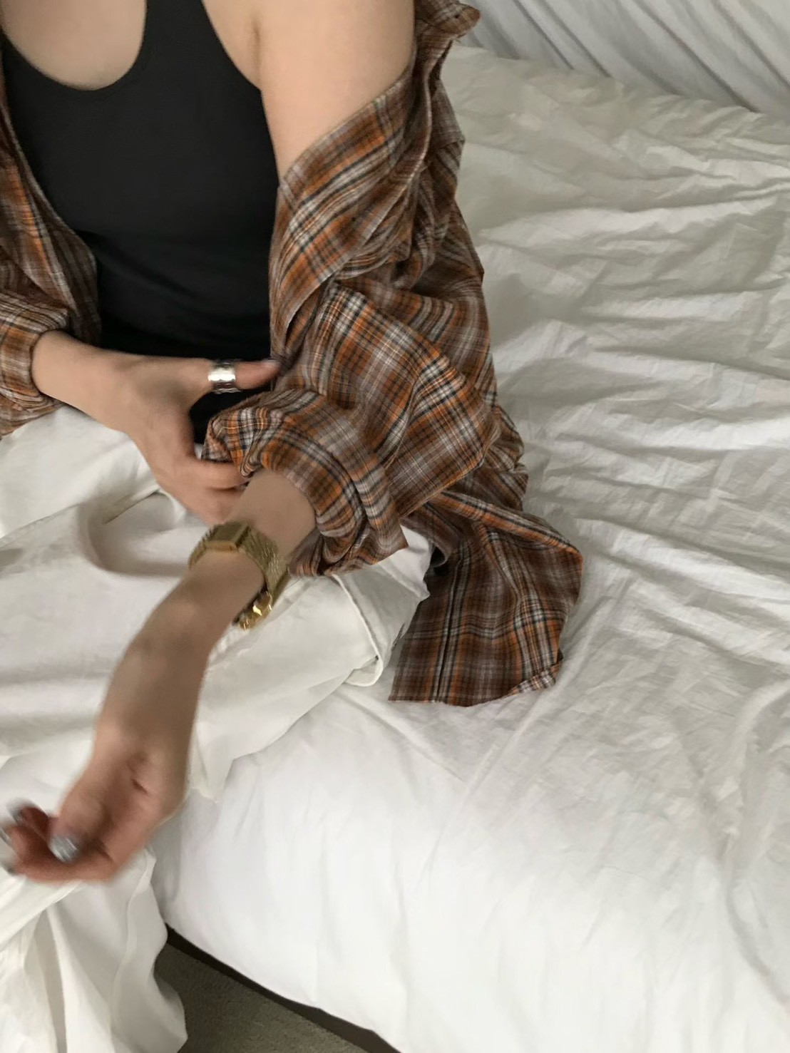 B60.小V家復古女孩格紋襯衫