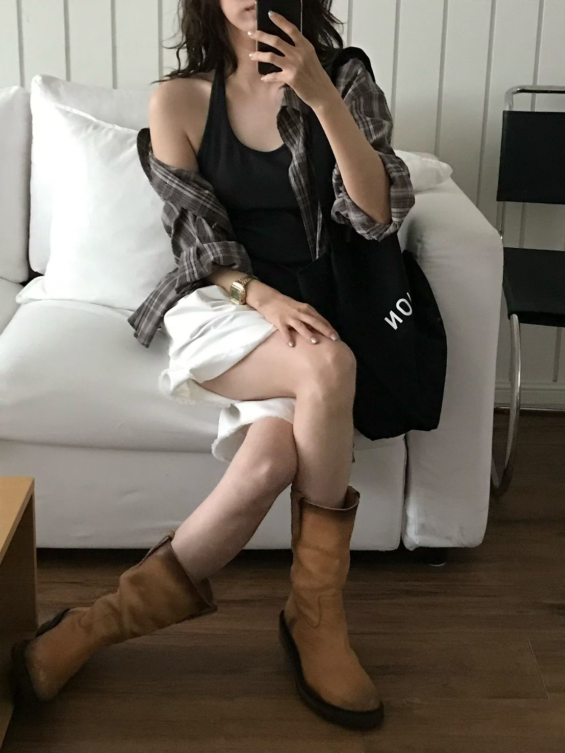 B60.小V家復古女孩格紋襯衫