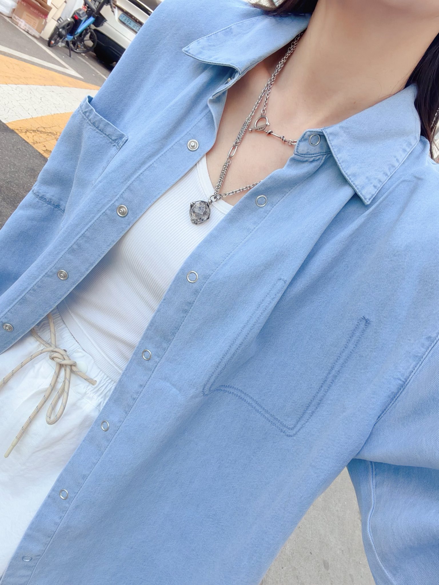 B131.舒適萊賽爾牛仔襯衫