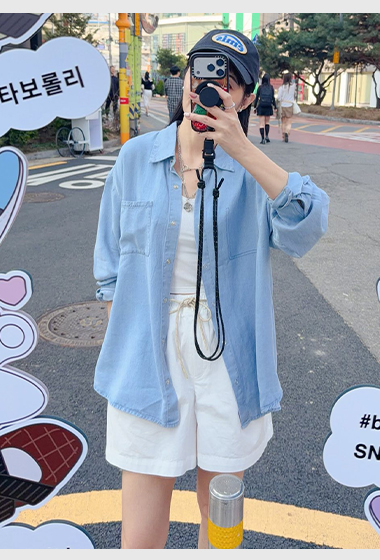 B131.舒適萊賽爾牛仔襯衫