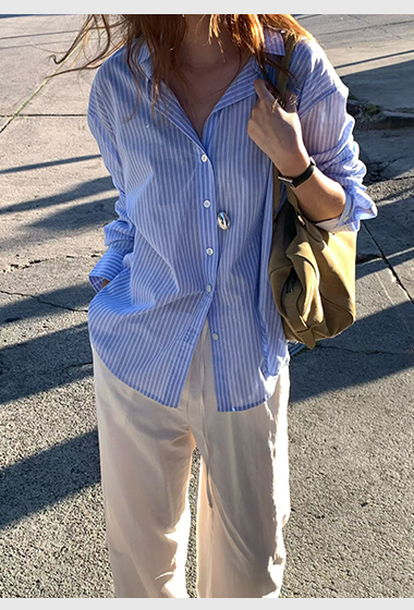 B25.大V家粉彩直條紋襯衫