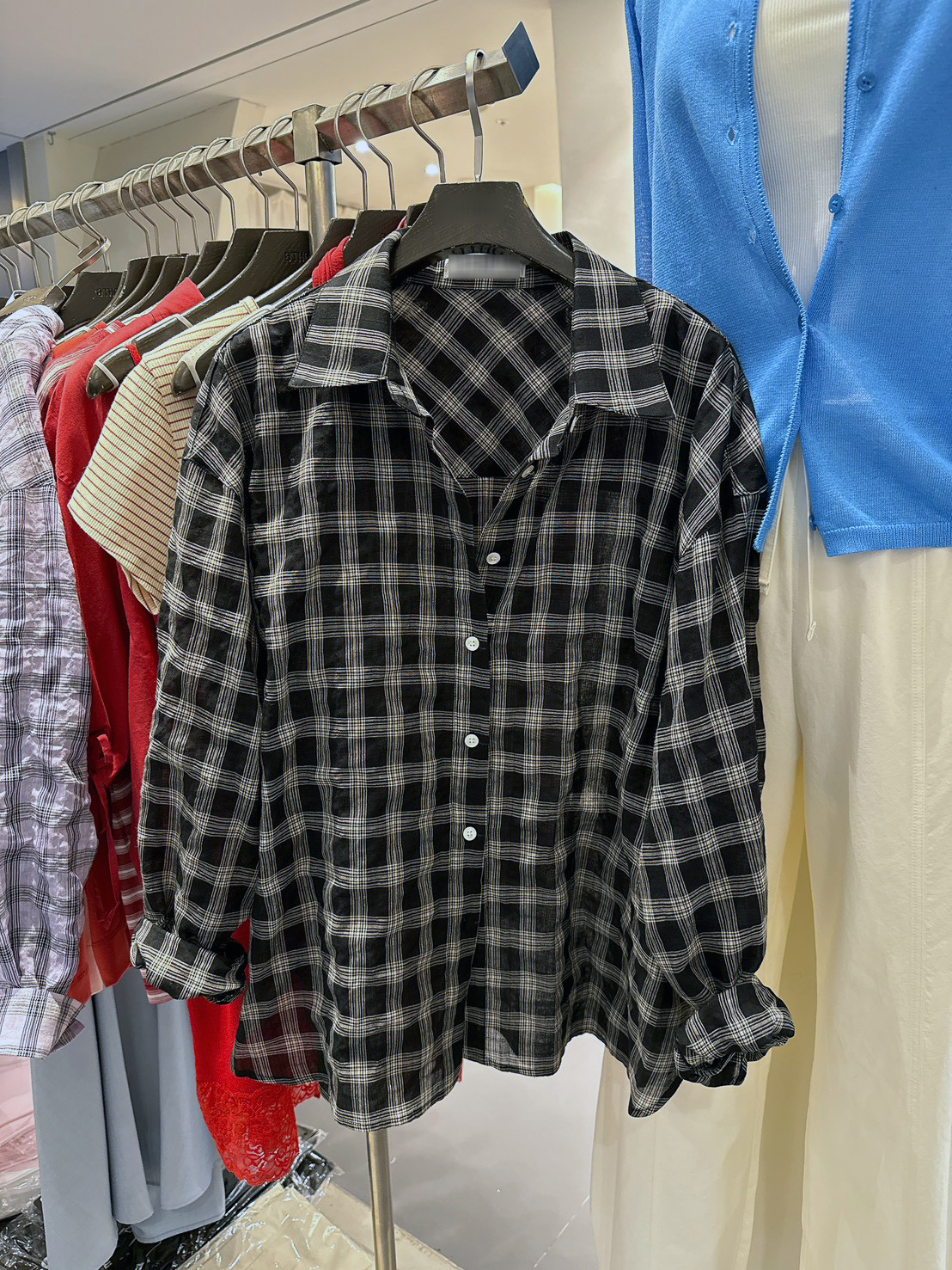 B79.泡泡布格子襯衫