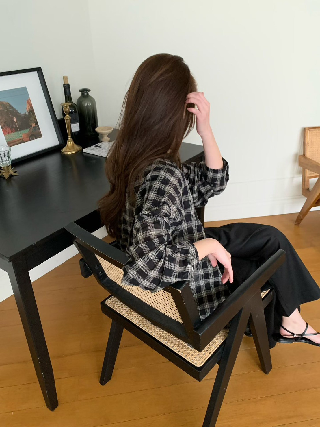 B79.泡泡布格子襯衫