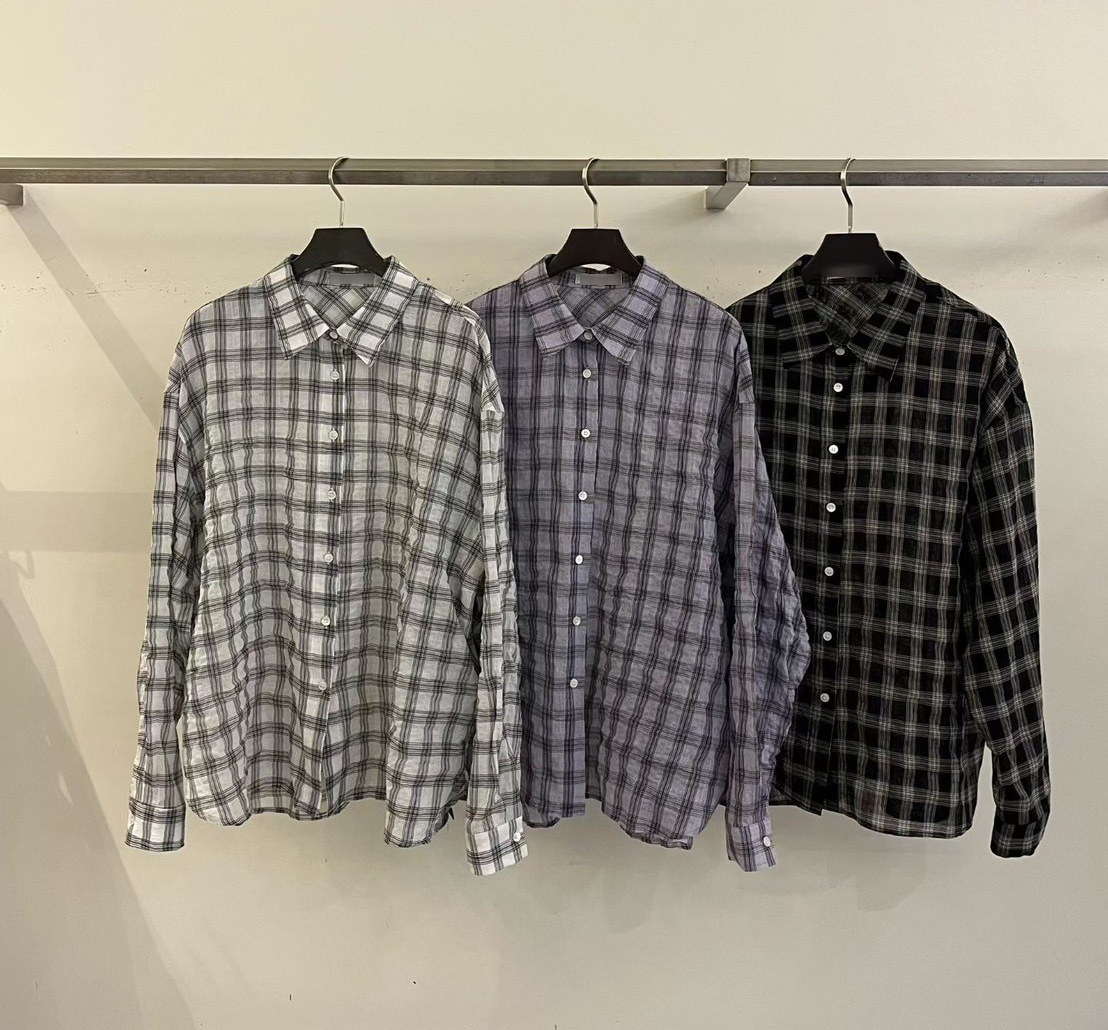 B79.泡泡布格子襯衫