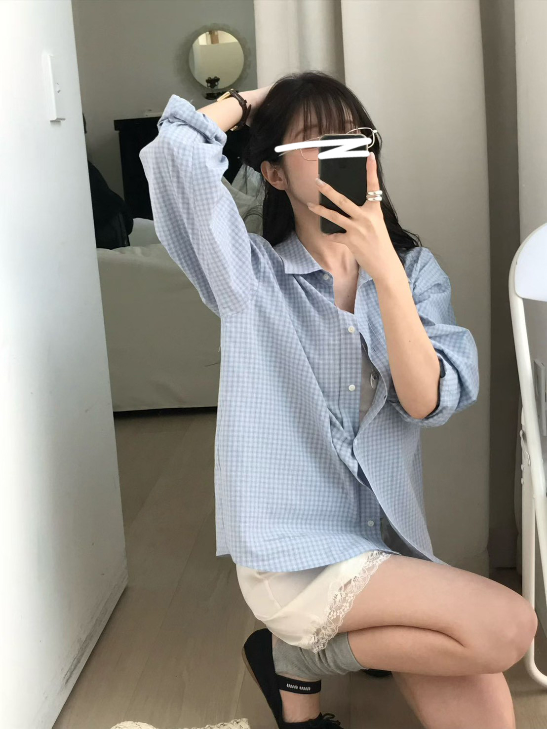 B89.小V家清爽蘇打小格子襯衫